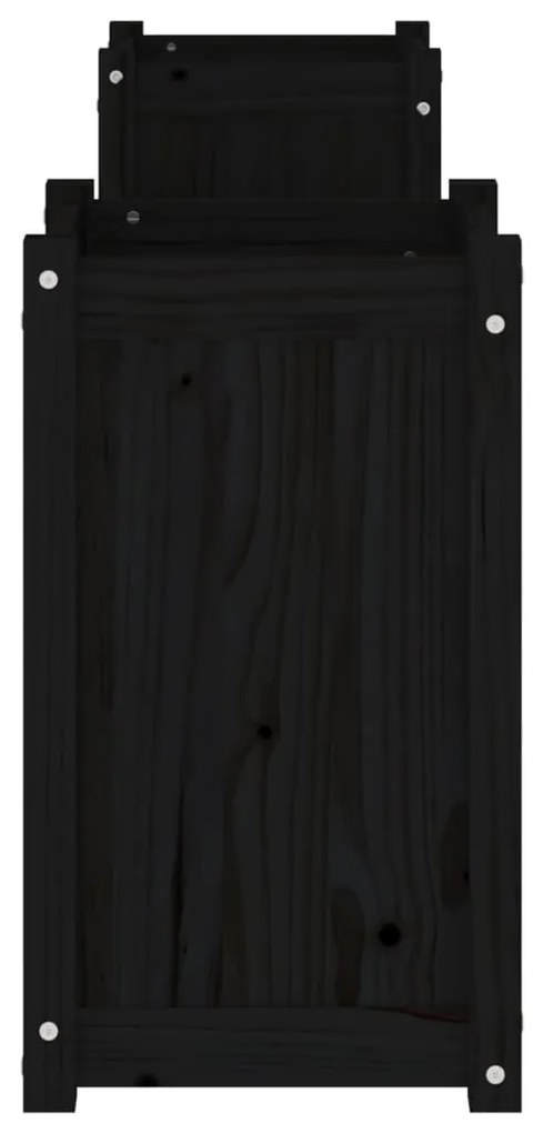 Panchina con Fioriera Nera 180x36x63cm Legno Massello di Pino