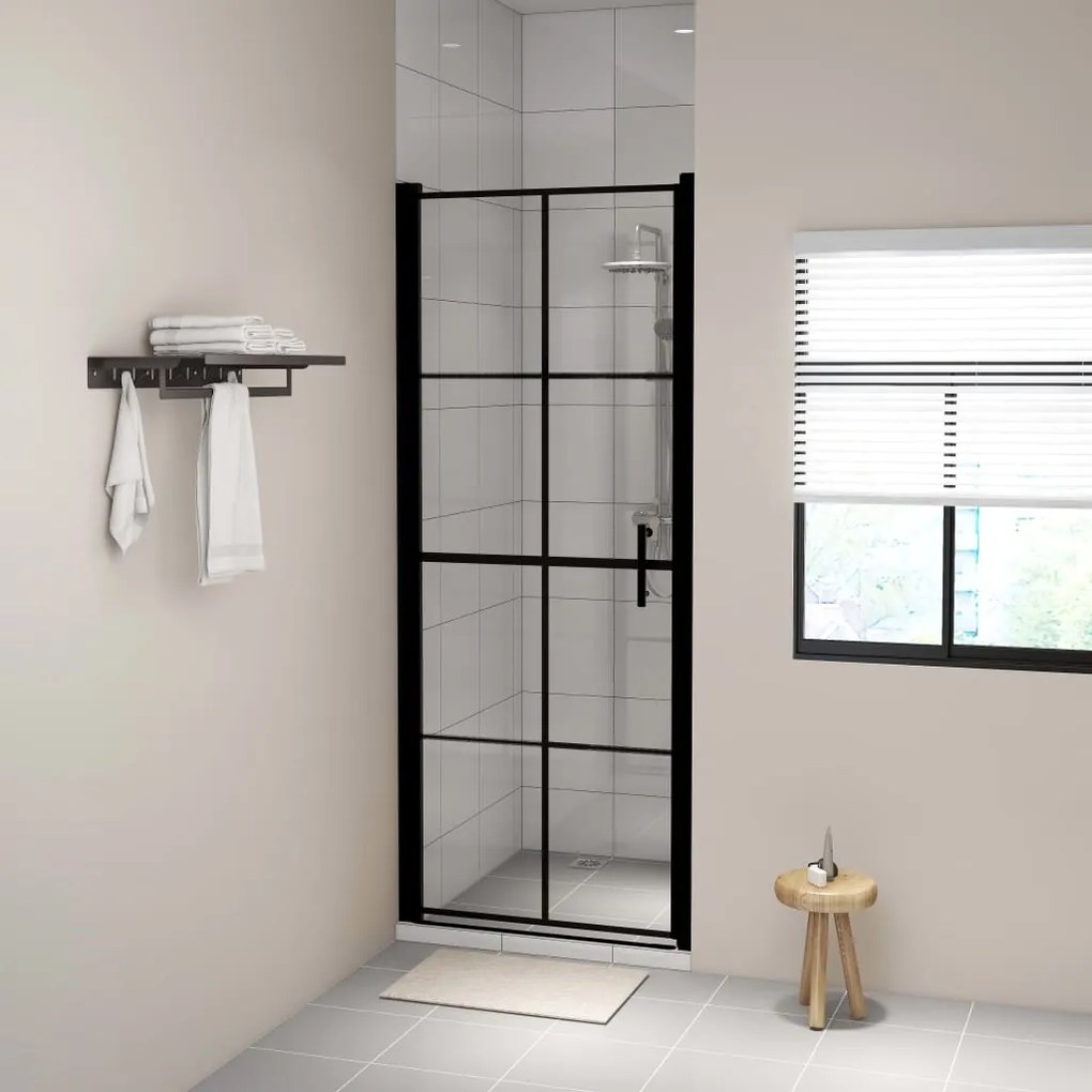 Porta Per Doccia İn Vetro Temperato 91x195 Cm Nera /