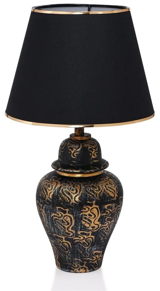 Lampada da tavolo nera e dorata con paralume in tessuto (altezza totale 54 cm) Derin – Opviq lights