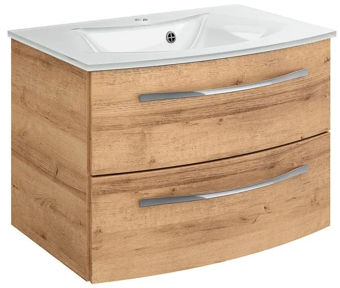 Mobile sottolavabo e lavabo Image per vasca centrale rovere riviera L 70 x H 48 x P 48 cm 2 cassetti