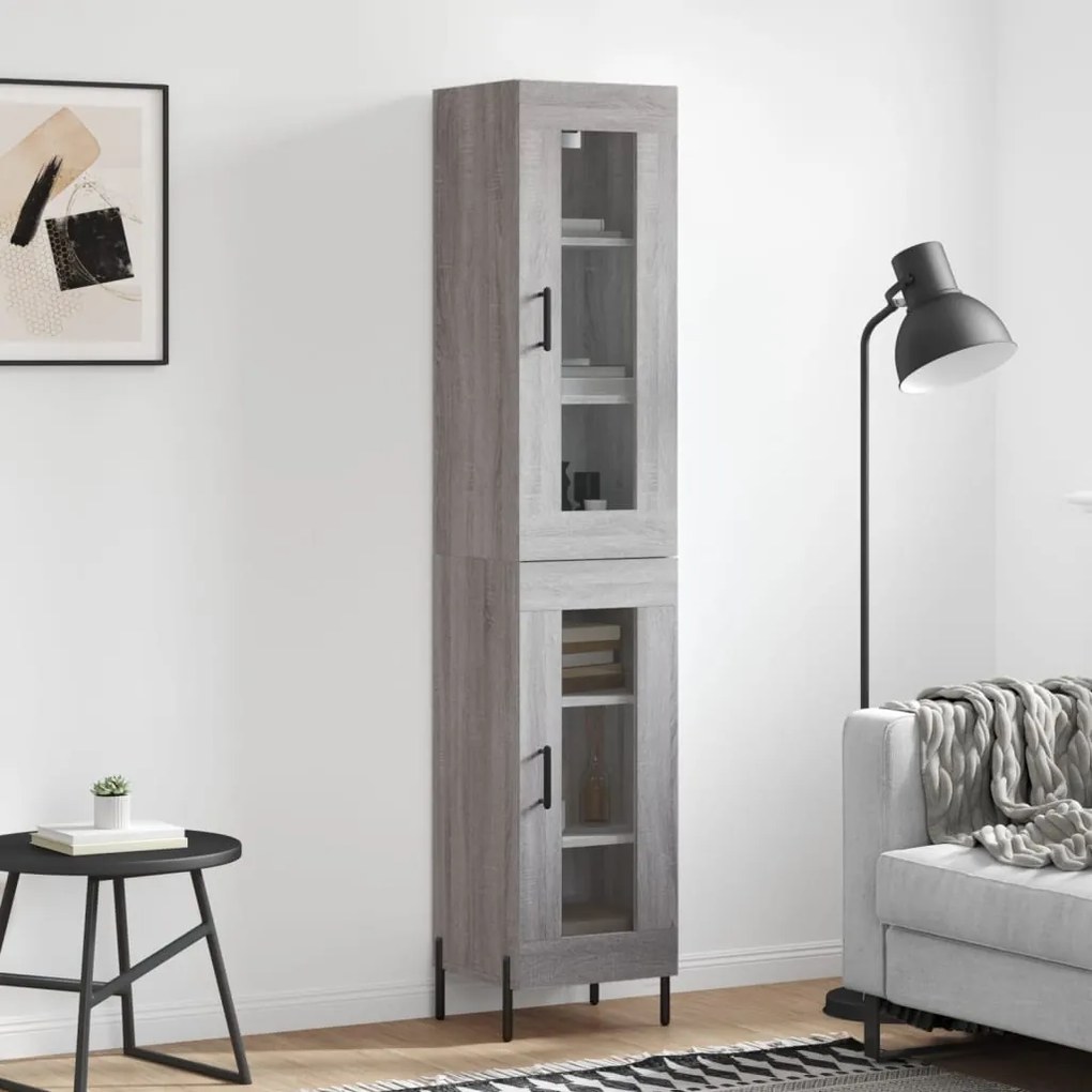 Credenza Grigio Sonoma 34,5x34x180 Cm İn Legno Multistrato /