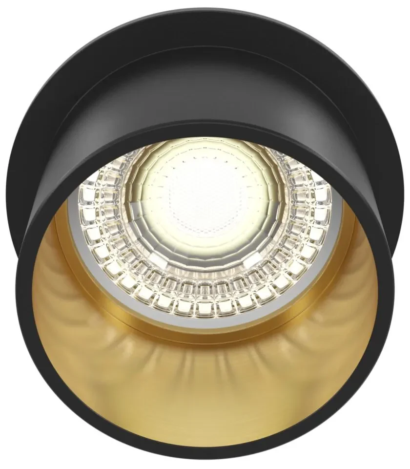 Faretto Da Incasso Moderno Reif Alluminio Nero 1 Luce Diffusore Vetro Oro