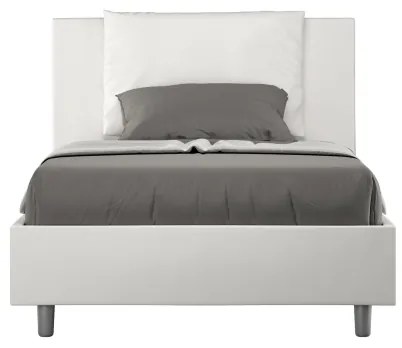 Letto una piazza e mezza con rete imbottito 120x200 similpelle bianco Antea