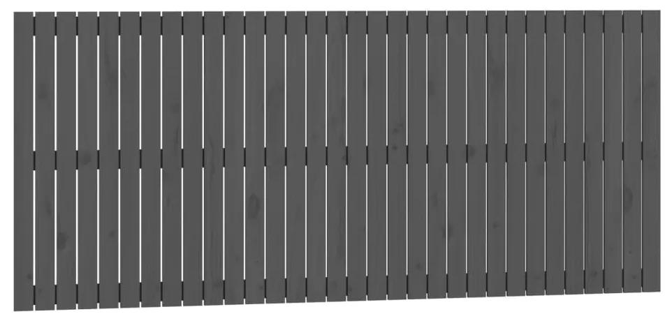 Testiera da parete grigia 204x3x90 cm in legno massello di pino