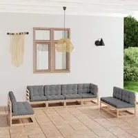 Set Divani da Giardino 8 pz con Cuscini Legno Massello Pino cod mxl 44903