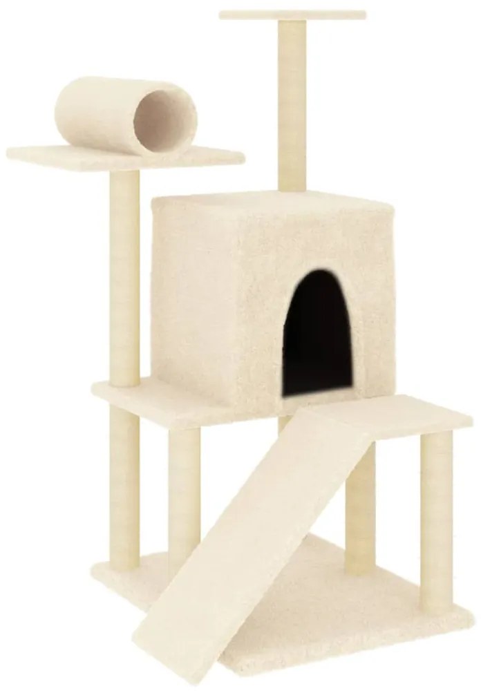 Albero per gatti con tiragraffi in sisal crema 110,5 cm