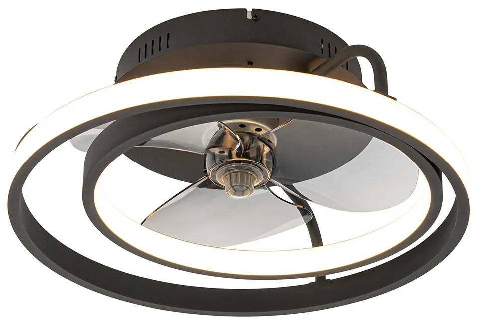 Ventilatore da soffitto nero 46,5 cm con LED e telecomando - Kees