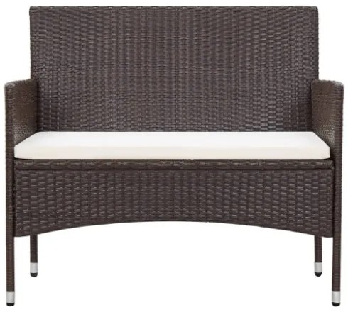 Set Divani da Giardino 4 pz con Cuscini in Polyrattan Marrone