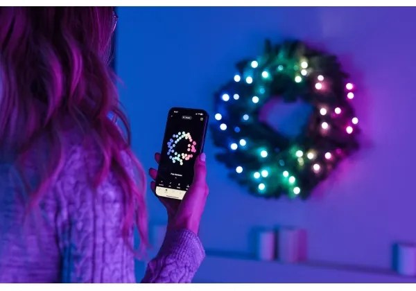 Twinkly GD20P4425P00 - LED RGB Dimmerabile Ghirlanda di Natale 50xLED diametro 60 cm Wi-Fi