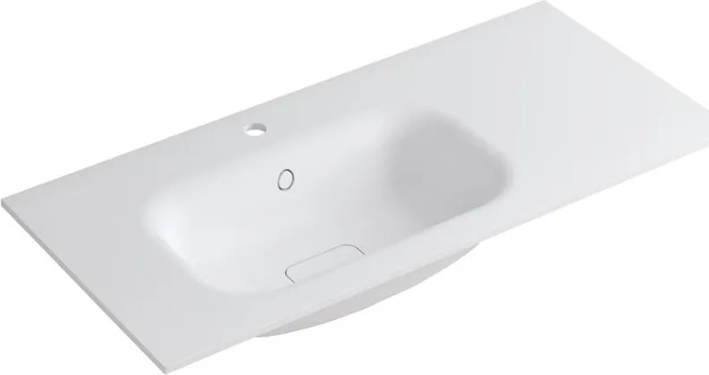 Lavabo a incasso rettangolare vasca a sinistra L 100.5 x H 15 x P 46 cm in resina bianco lucido
