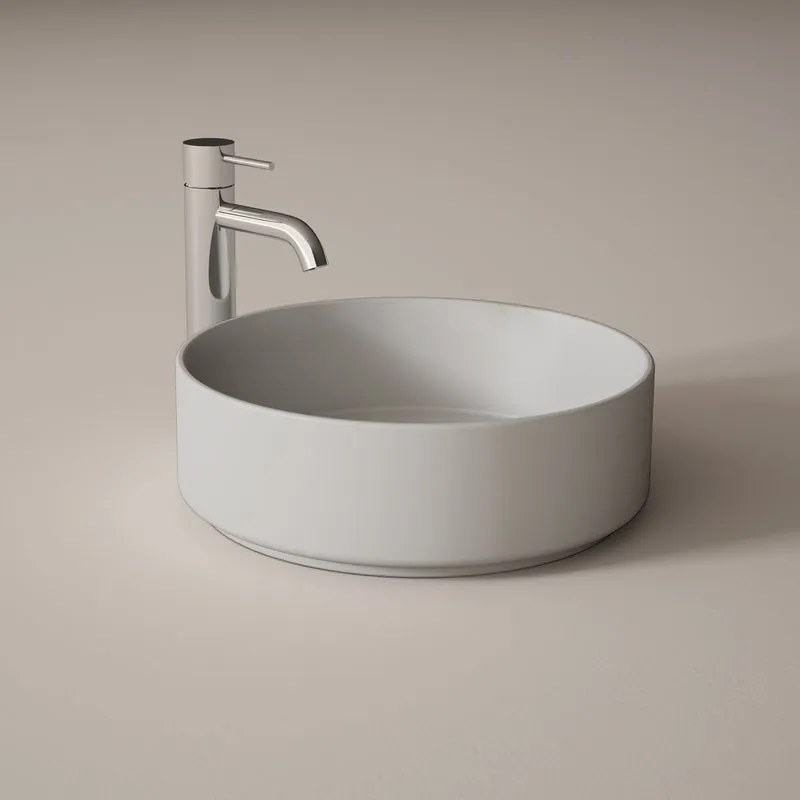 Lavabo da appoggio Colors tondo in ceramica L 37 x P 37 x H 12 cm grigio