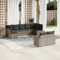 Set Divano da Giardino 9 pz con Cuscini Grigio in Polyrattancod mxl 113084