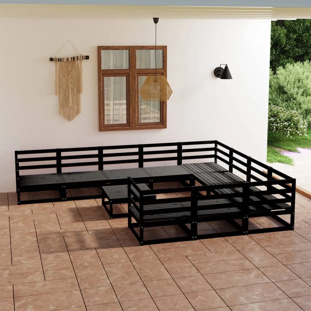 Set divani da giardino 11 pz in legno massello di pino