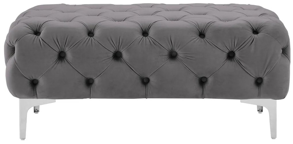 Pouf Chesterfield in Velluto Antracite - EDWINA