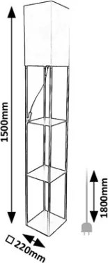 Brilagi - Lampada da terra con mensole GRADUS 1xE27/40W/230V 150 cm nero/bianco