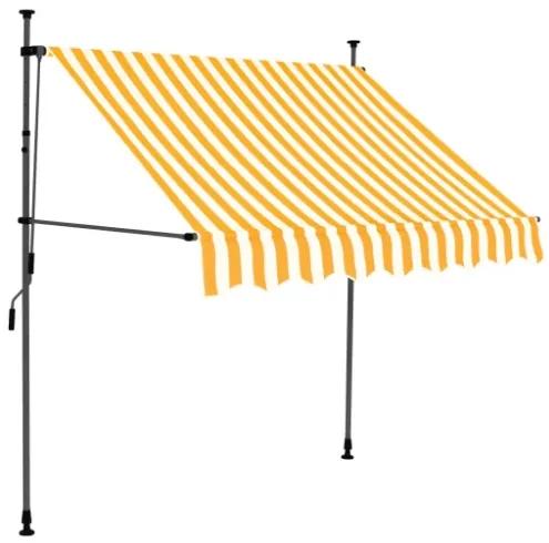 Tenda da Sole Retrattile Manuale LED 200 cm Bianco e Arancione