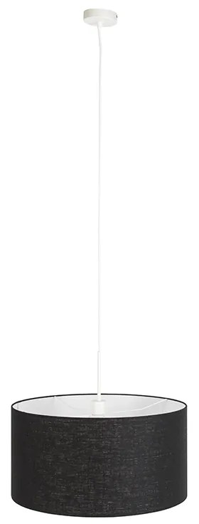 Lampada a sospensione moderna bianca con paralume nero 50 cm - Combi 1