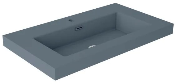 Lavabo da incasso con bordo a vista d'appoggio bacino al centro rettangolare Nantes L 81 x H 6 x P 46 cm in resina avio