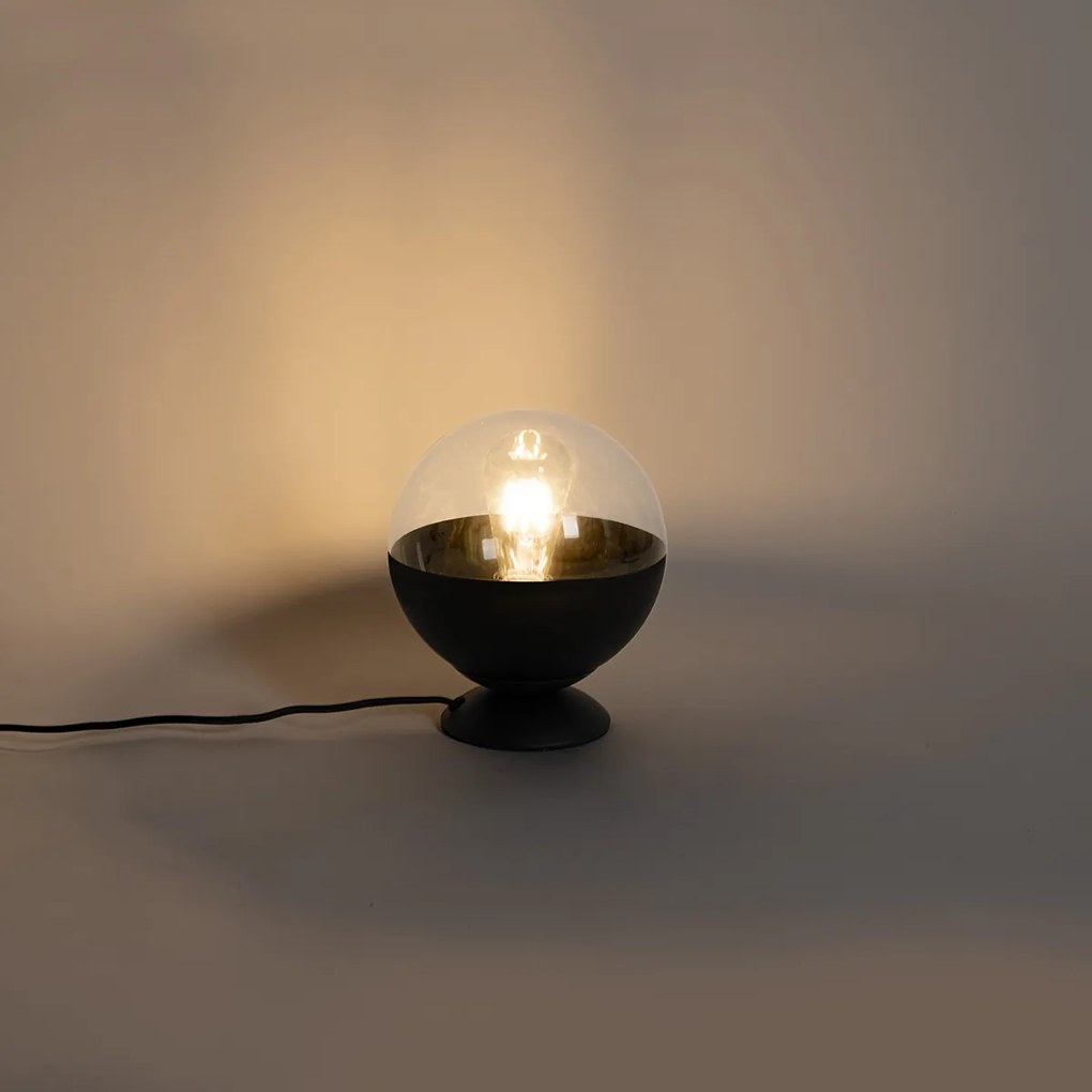 Lampada da tavolo retrò nera con vetro trasparente - Eclipse
