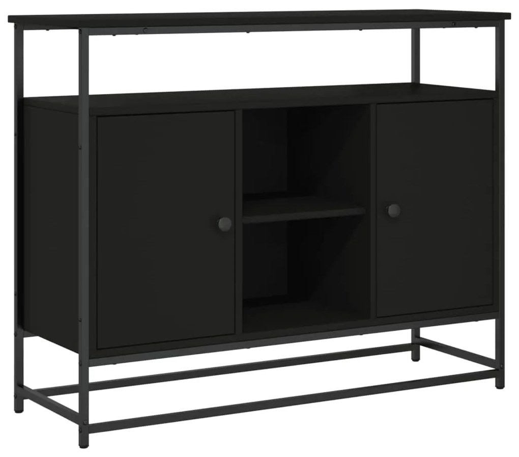 Credenza nera 100x35x80 cm in legno multistrato