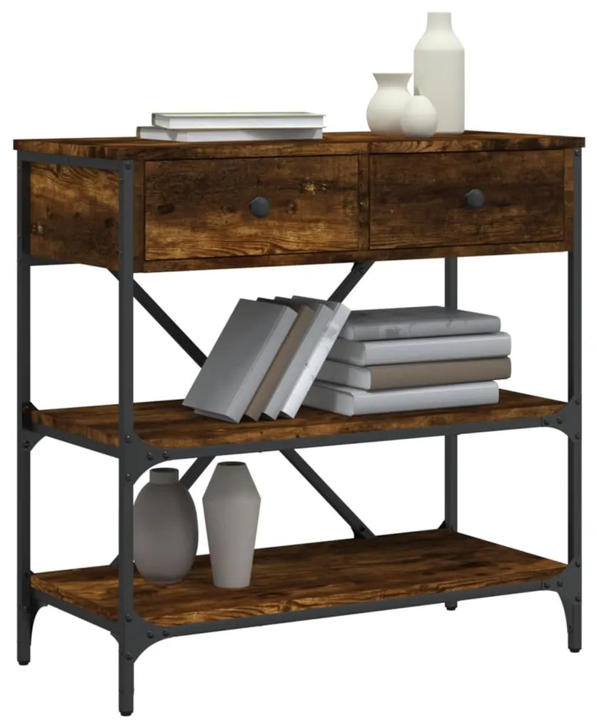 Tavolino consolle rovere fumo 75x34,5x75cm legno multistrato