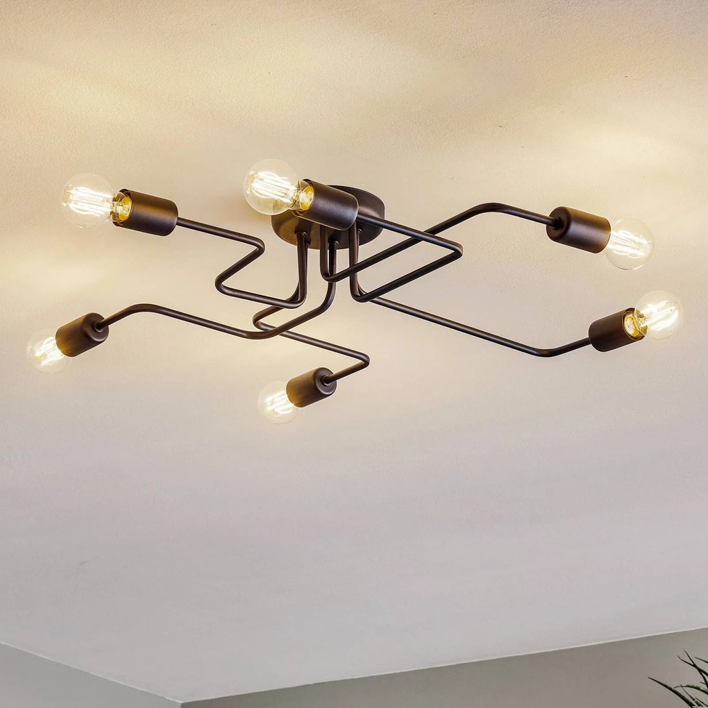 HELAM Plafoniera Tube a 6 luci nera