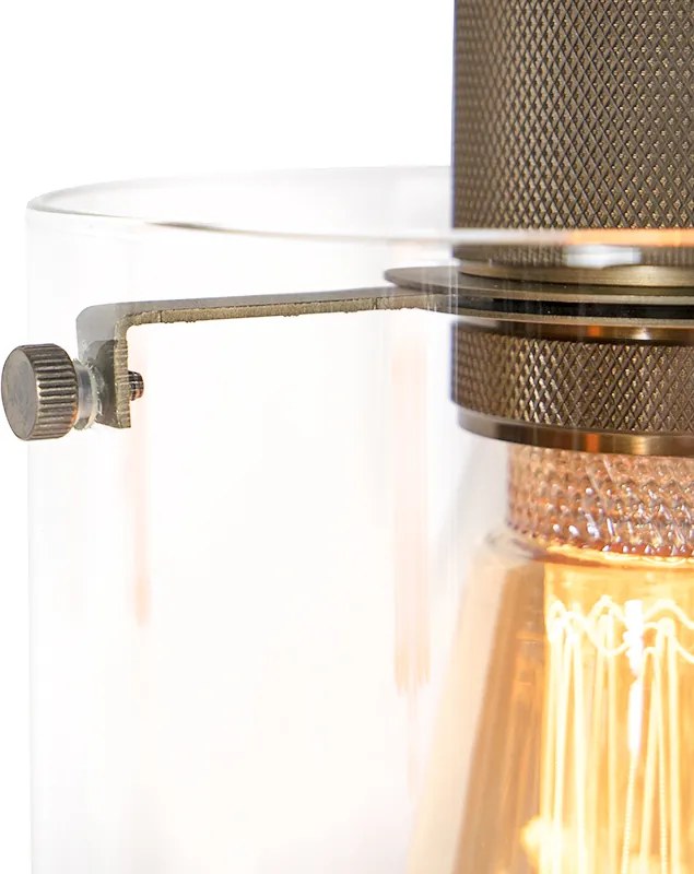 Lampada a sospensione scandinava bronzo con vetro 4 luci - Dome