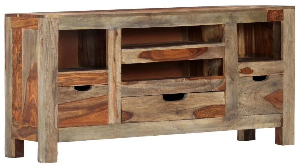 Credenza grigia 100x30x50 cm in legno massello di sheesham