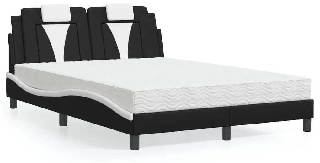 Letto Con Materasso Nero E Bianco 120x200 Cm İn Similpelle /