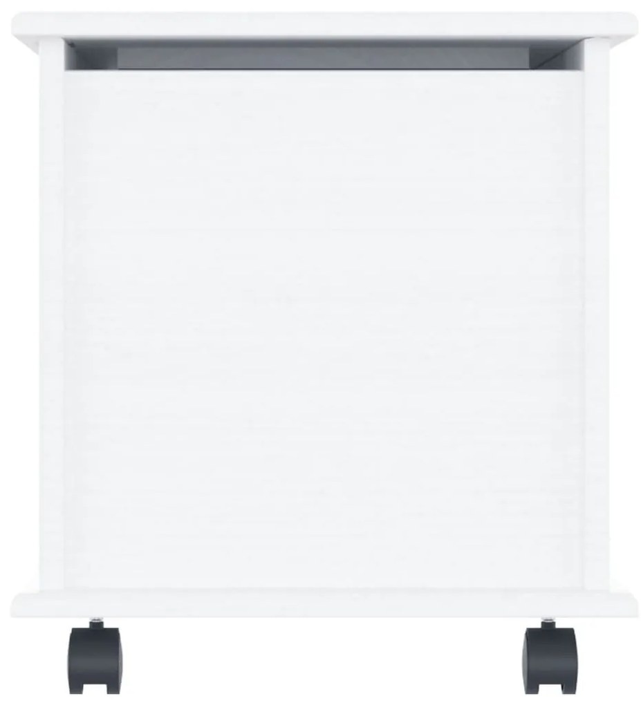 Cassapanca con ruote alta bianca 73x39,5x44 cm massello di pino
