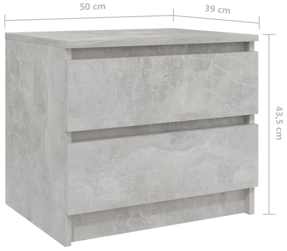 Comodino Grigio Cemento 50x39x43,5 cm in Legno Multistrato