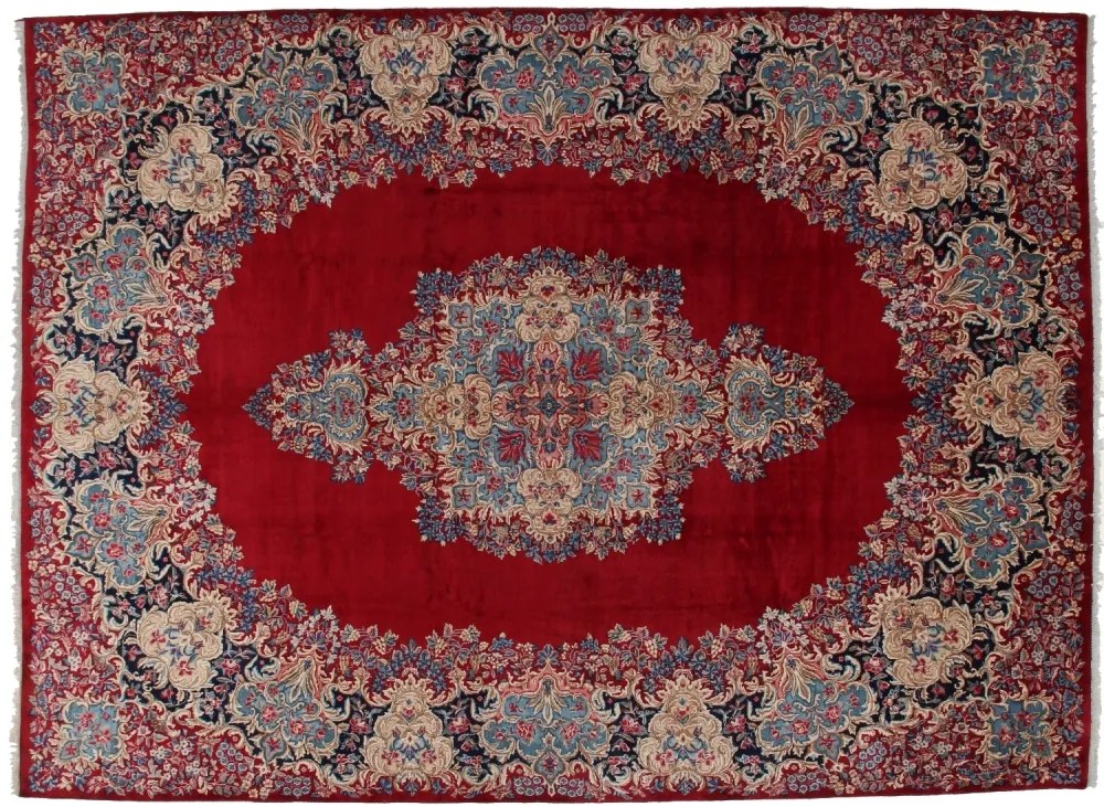 Kerman Tappeto 300 x 410 Blu (Iran) Annodato A Mano