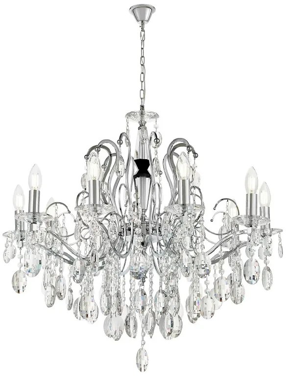 Lampadario cristallo classico con struttura cromata DANIELLA W10
