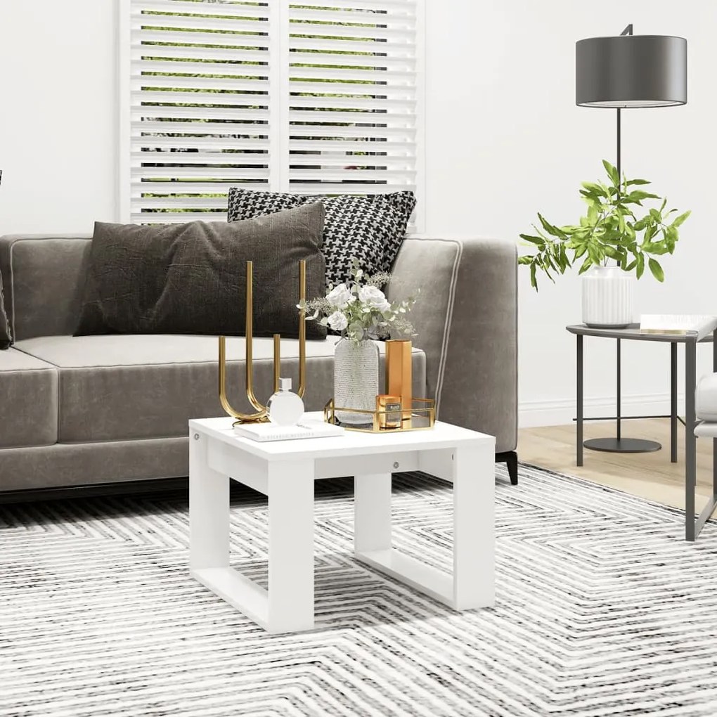 Tavolino Bianco 50x30x50 Cm İn Legno Multistrato /