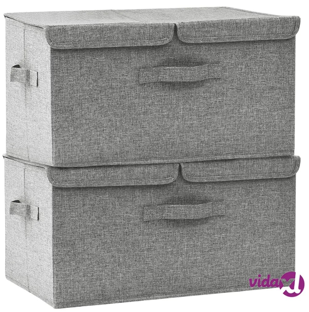 vidaXL Scatole Portaoggetti 2pz in Tessuto 50x30x25 cm Grigio