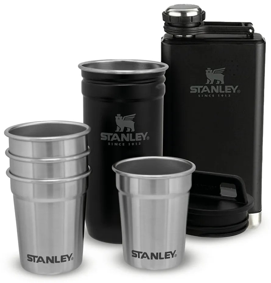 Set di fiaschette e bicchierini nero in acciaio inox 6 pz 250 ml Adventure Black – Stanley