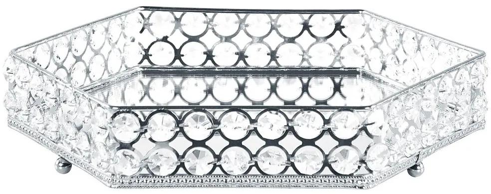 Vassoio esagonale vetro e metallo argento VATAN Beliani