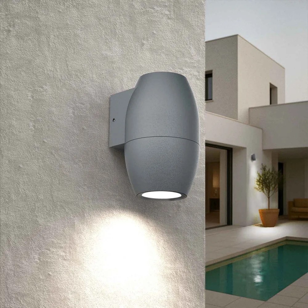 Applique Ovale Monodirezionale IP65 GU10 per esterni - Grigia Colore del corpo Grigio