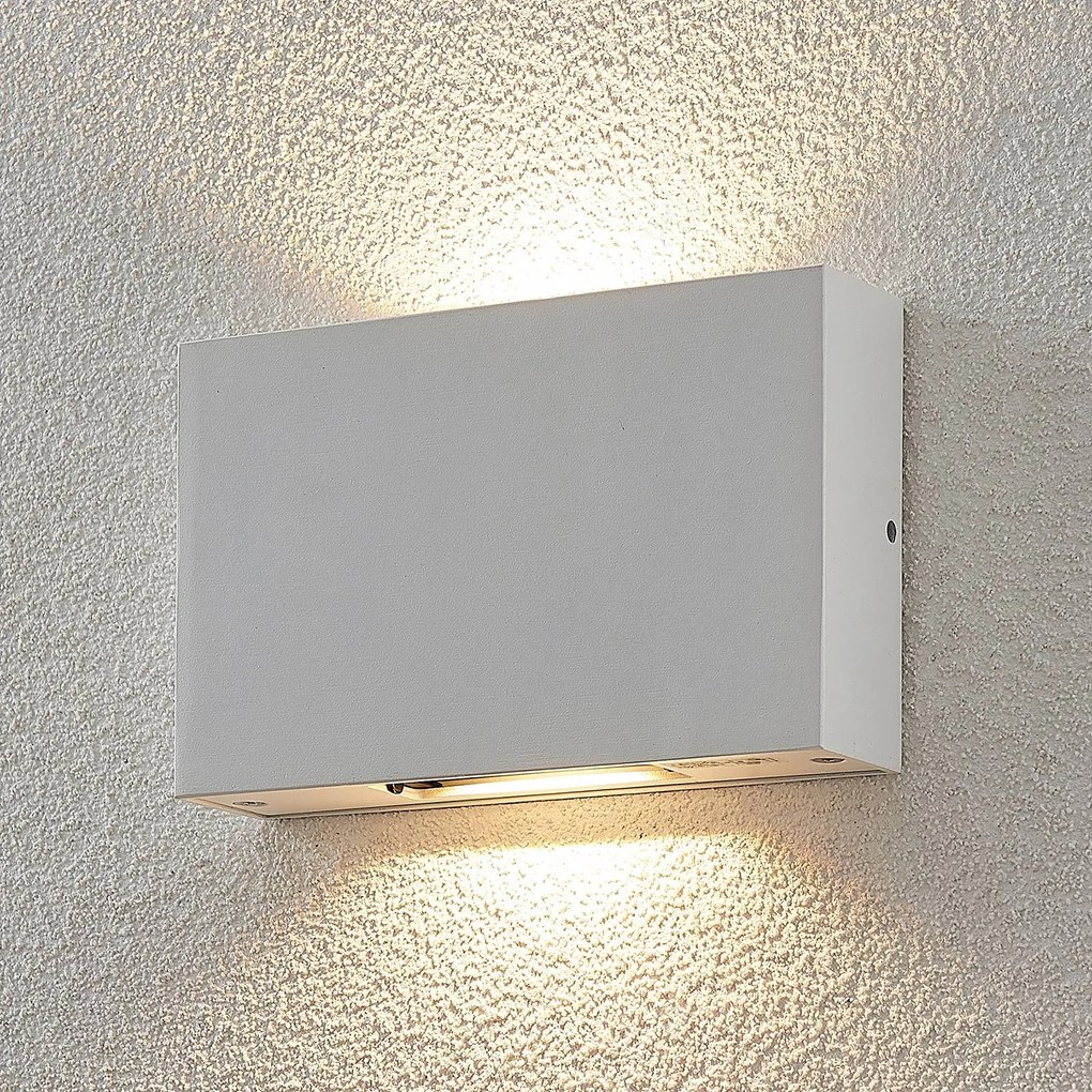 Applique da esterni a LED Katla Lucande, Bianco / Opale, Alluminio, Moderno, Applique LED da esterni