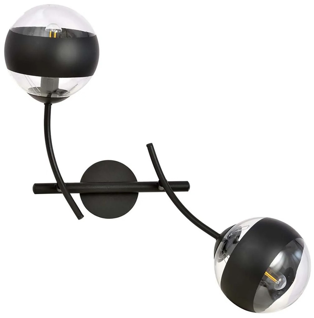 Applique Contemporaneo Oceano Acciaio Nero 2 Luci E14 Ip20
