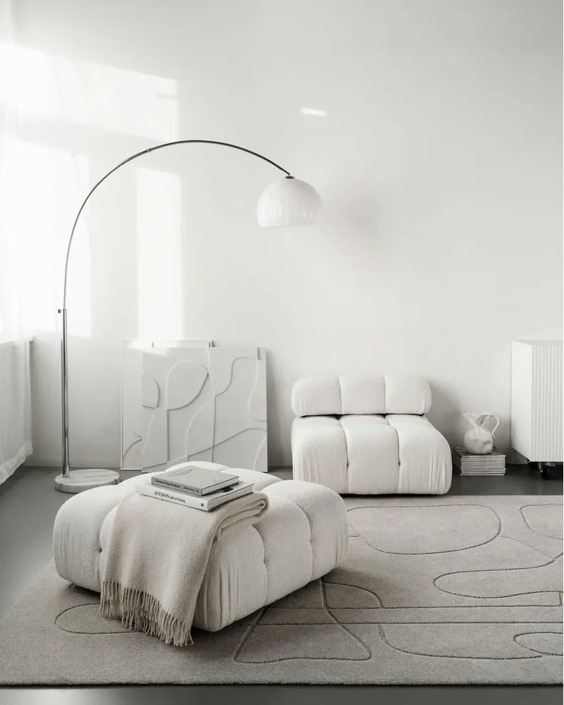 Tappeto in lana grigio chiaro 133x190 cm Morphic - Agnella