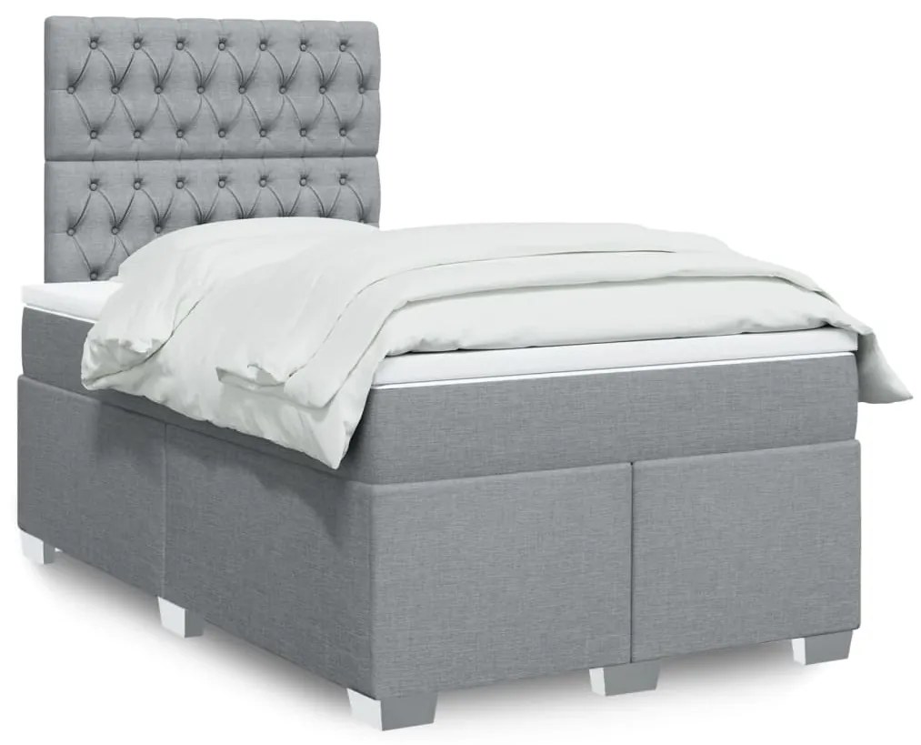 Giroletto A Molle Con Materasso Grigio Chiaro 120x200cm Tessuto /