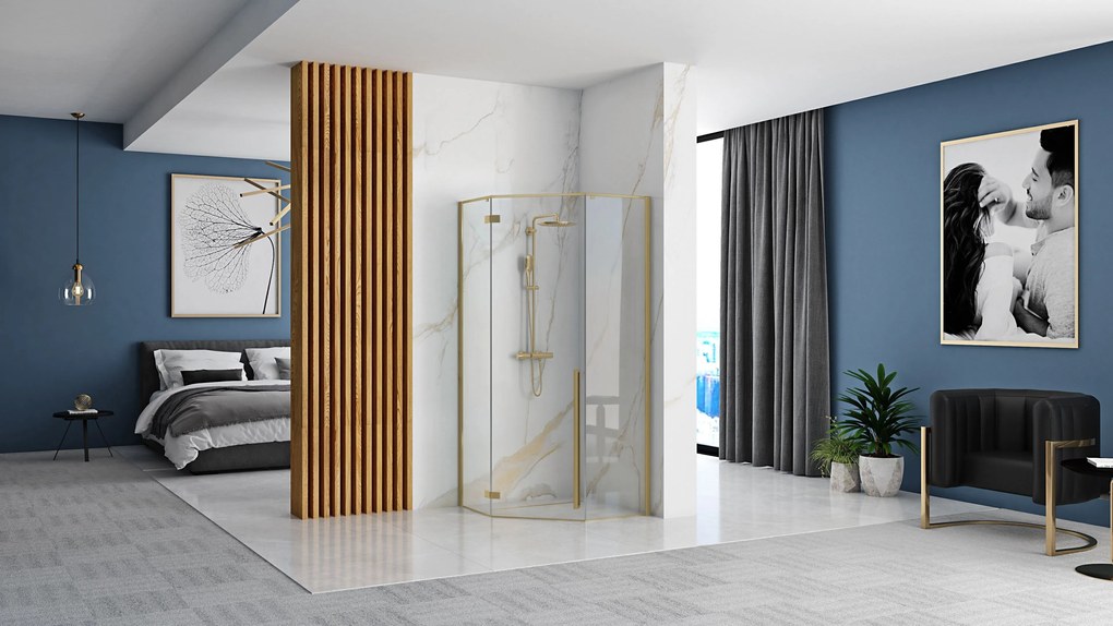 Cabina doccia DIAMOND 100x100 BRUSH GOLD