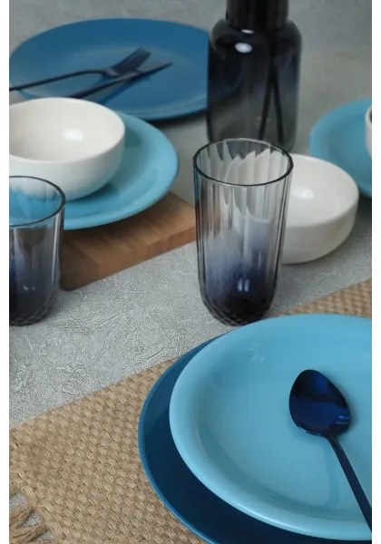 Set da tavola 18 pezzi, blu/bianco, in ceramica