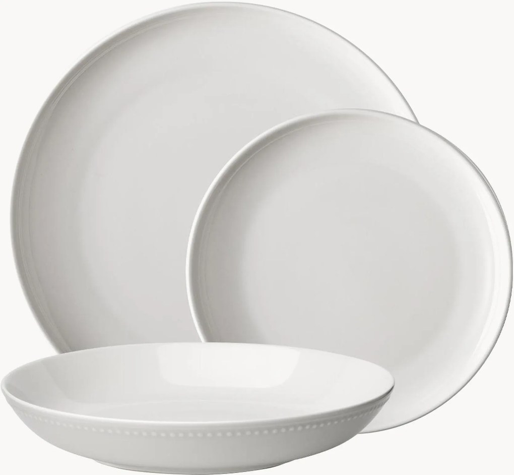 Servizio di piatti in porcellana Elements Pearl, 4 persone, set da 12