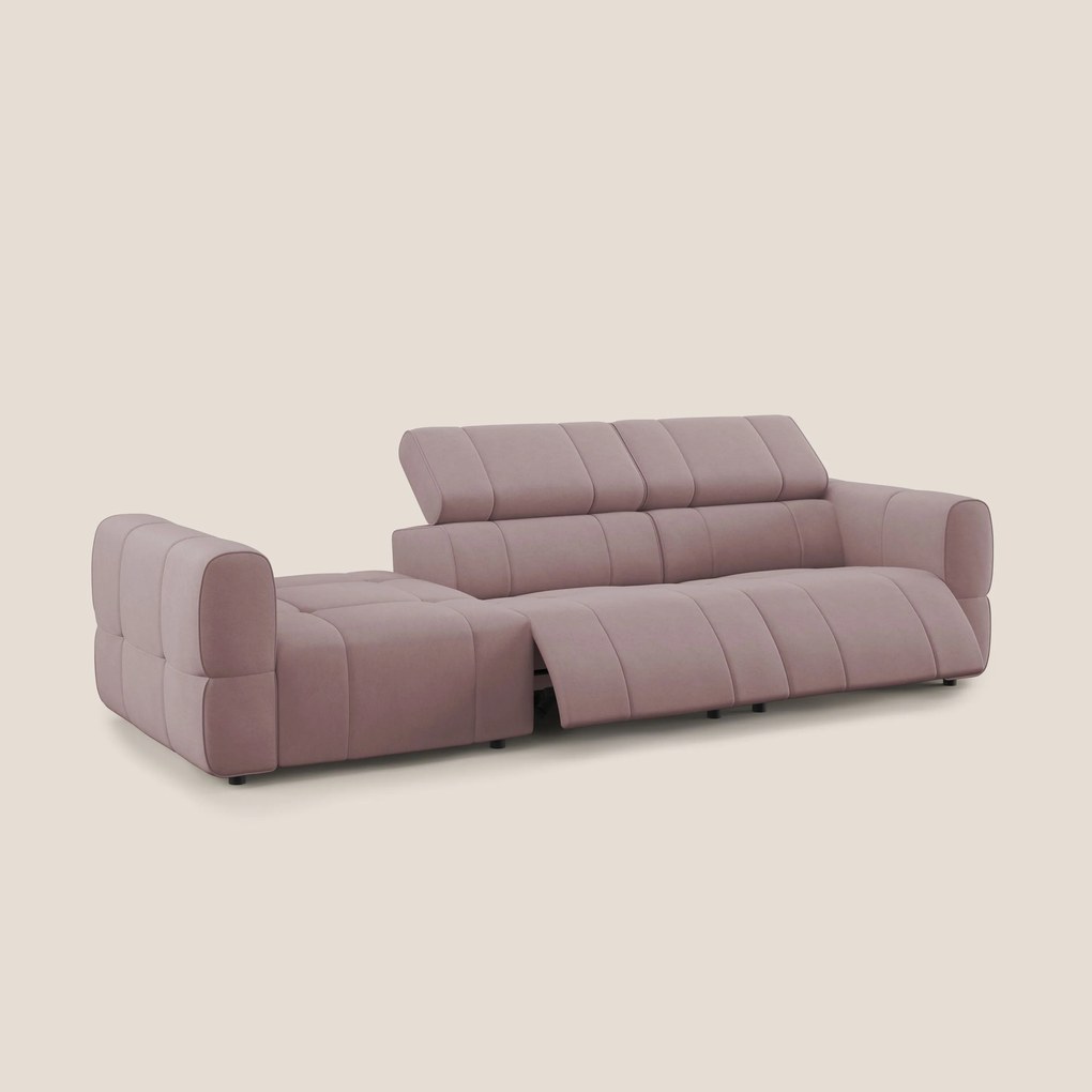 Giotto Divano con terminale e opzione relax elettrico in microfibra effetto velluto impermeabile T09