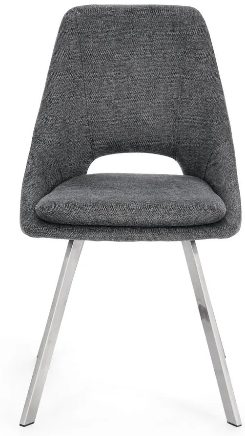 Set di 2 sedie KASHAR in tessuto grigio scuro e gambe acciaio