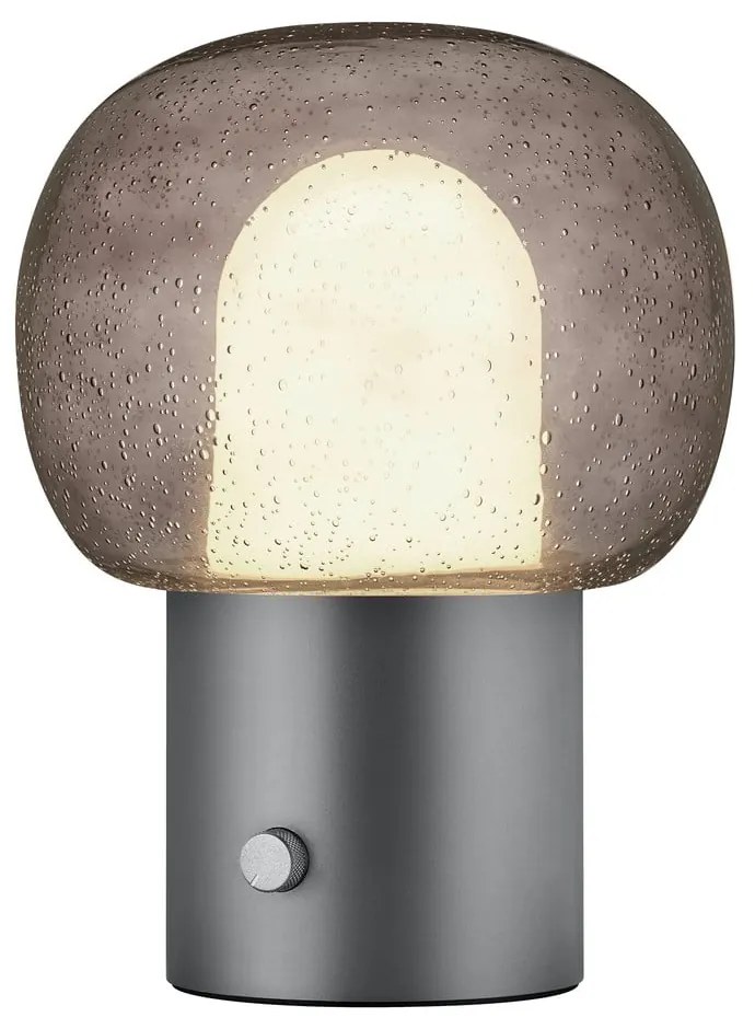 Lampada da tavolo LED color antracite in alluminio con paralume in vetro (altezza totale 32 cm) Iris – Blomus