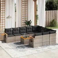 Set Divani da Giardino 11 pz con Cuscini in Polyrattan Grigio 3227187