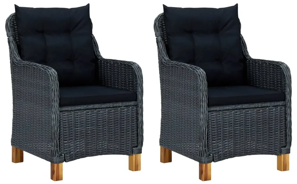 Sedie da giardino con cuscini 2 pz in polyrattan grigio scuro